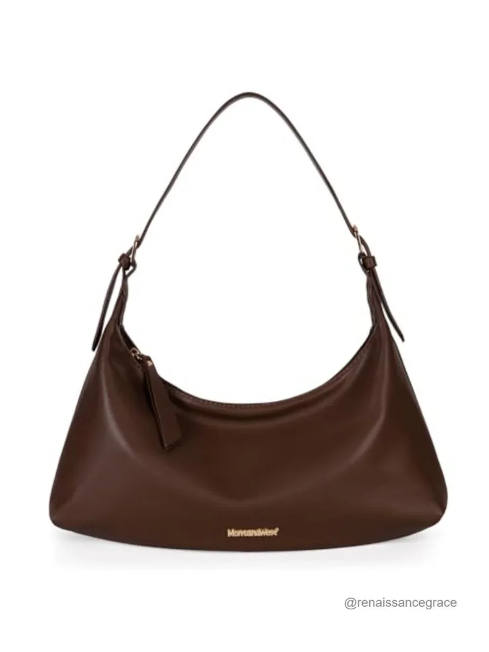 Women's Vegan Leather Medium Crescent Hobo Shoulder Bag Adjustable Strap